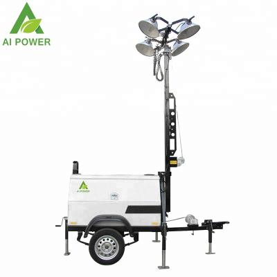 China mobile type manual or hydraulic 9m 9ALT1000H vehicle mounted light tower for sale