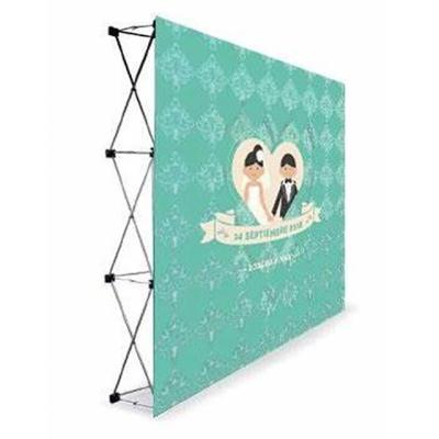 China Flat Or Curved Custom Printed Advertising Trade Show Pop Up Banner 3x3m Display Stand for sale