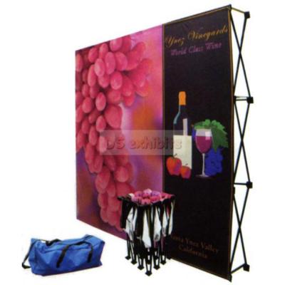 China Flat Or Curved Portable Exhibition Backdrop Trade Show Fabric Pop Stand for sale