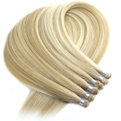 China Non Shedding No Tangle High Quality Hand Tied Weft Virgin Russian Remy Hair for sale