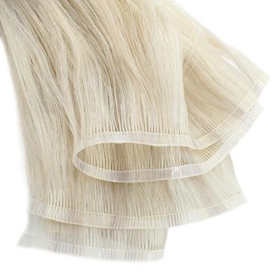 China Silky Straight Wave Good Quality Cuticle Aligned Virgin Hair Thin Flat PU Hair Weft Extension for sale