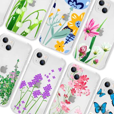 China Shockproof Clear Phone Case For iPhone SE XS XR 7 8 Plus Transparent Flower iPhone Case Phone Case for sale