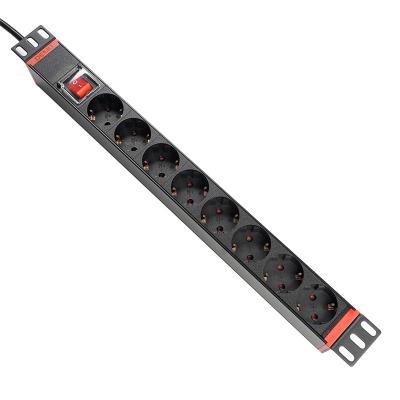 China Universal PDU Socket For Cabinet 19 Inch 1U 8 Way EU Standard Pulling PDU With Off/On Switch Rack Mount PDU for sale