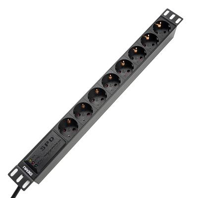 China Universal PDU Socket For Cabinet 19 Inch 1U 8 Way EU Standard With Lightning Protection Surge Protector Extracting PDU for sale