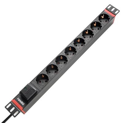 China Universal PDU Socket For Cabinet 19 Inch 1U 8 Way EU Standard With Removable Extracting PDU SPD Surge Protector for sale