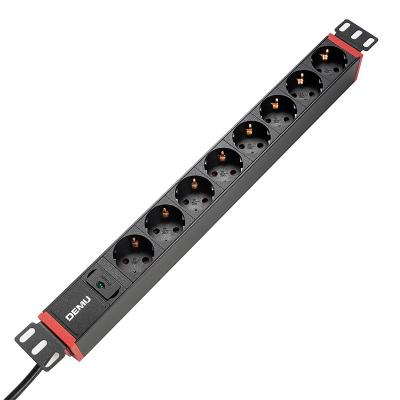 China Universal PDU Socket For Cabinet 19 Inch 1U 8 Way EU Standard With Removable Pulling PDU Power LED Indicator for sale