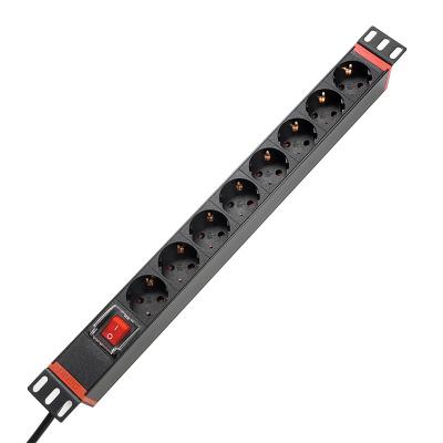 China Universal PDU Socket For Cabinet 19 Inch 1U 8 Way EU Standard With Off/On Switch Extracting PDU for sale