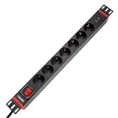 China Universal PDU Socket For Cabinet 19 Port 19 Inch 7 Way AC 13A EU Type With Off/On Switch Extracting PDU for sale