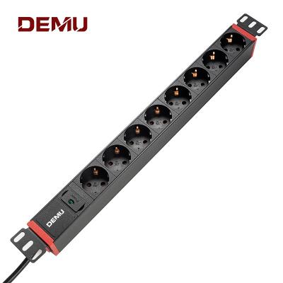 China Universal PDU Socket For Cabinet Demu 19 Inch 1U 8 Way EU Standard Pulling PDU With Power LED Indicator Rack Mount Demountable PDU for sale