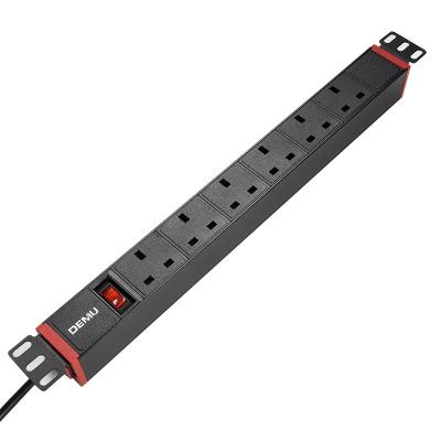 China Universal PDU Socket For Cabinet Demu 19 Inch 1U 6 Way UK Type Extracting PDU With Power LED Indicator Surge Protector Rack Mount PDU for sale