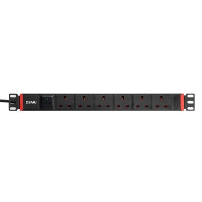 China Universal PDU Socket For Cabinet 19 Inch 1U 6 Way UK Standard Rack Mount PDU With SPD Lightning Protection Extracting PDU for sale