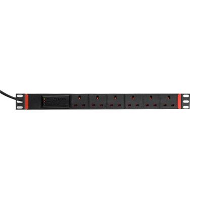 China Universal PDU Socket For Cabinet 19 Inch 1U 6 Way UK Standard Rack Mount PDU With Lightning Protection Surge Protector Extracting PDU for sale