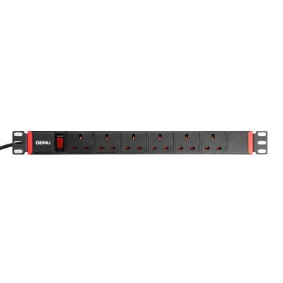 China Universal PDU Socket For Rack Mount Cabinet 19 PDU Inch 1U 6 Way UK Type With Power LED Indicator Surge Protector Extracting PDU for sale