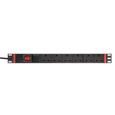 China Universal PDU Socket For Cabinet 19 Inch 1U 6 Way UK Standard Rack Mount PDU With Off/On Switch SPD Lightning Protection Extracting PDU for sale