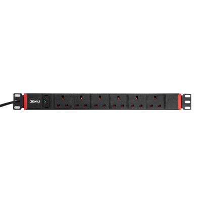 China Universal PDU Socket For Cabinet 19 Inch 1U 6 Way UK Standard Rack Mount PDU With Removable Pulling PDU Power LED Indicator for sale