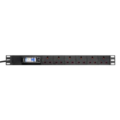 China Universal PDU Socket For Cabinet 19 Inch 1U 6 Way UK Standard Rack Mount PDU With 1p Circuit Breaker Extracting PDU for sale