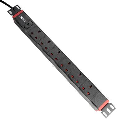 China Universal PDU Socket For Cabinet 19 Inch 1U 6 Way UK Standard Extracting PDU With Power LED Indicator Rack Mount Detachable PDU for sale