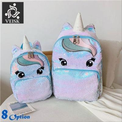 China Unicorn Sequin Bling Fashion PU Leather Backpack Children Backpack Bag Kid Cute Sequin High Quality Wholesale Waterproof Girl's Backpack for sale