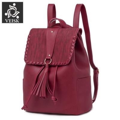 China High Quality Fashionable Female Leather Backpacks Teenagers PU Small Drawstring School Bags High Quality Women's Casual Backpack for sale