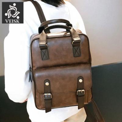 China High Quality England Style Classic Backpacks For Women Vintage Schoolbag Square Shoulder Bag Mochila Laptop Leather 2019 Backpack for sale