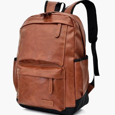 China New Stylish Water Repellent PU Stundet Rucksack Large Capacity Leather Backpack Fashion Laptop Backpack Men Waterproof Backpacks for sale