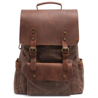 China No New Fashion Hot Multifunctional Men Backpacks Vintage Canvas Backpack School Bag Leather Neutral Portable Weatherproof Bag for sale