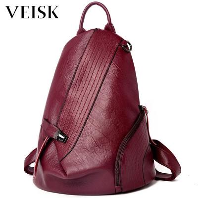 China Vintage Anti-theft Soft Leather Backpack Soild Feminine Anti-theft Women Backpack Backpack Large Capacity Ladies Shoulder Travel Bag for sale