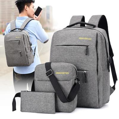 China With Three-piece Casual Multifunctional Business Bagpack Men's Simple Waterproof Backpack USB Charging Outdoor Travel Bag for sale