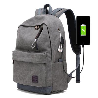 China With USB Mens Canvas Backpack Male College Laptop School Bags For Casual Travel Teenager Vintage Mochila Backpack Daypack for sale