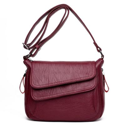 China Vintage Women Leather Simple Handbag Red Shoulder Bag Femme Luxury Designer Lady Messenger Bags For Women drop shipping for sale