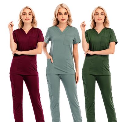 China Hospital scrubs fashionable uniform sets for men unisex black logo with designs shape cute fit scrubs fashionable uniform sets for sale