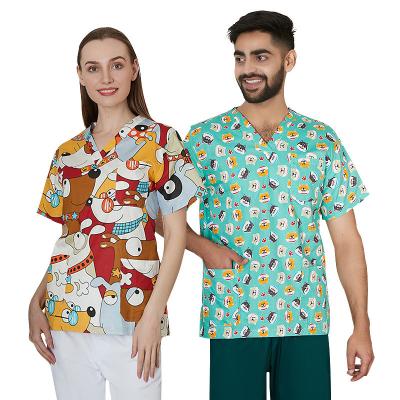 China Medical Apparel Women Medical Uniform Set Cotton / White Coat Scrub Top For Women Current Logo Canada Fabric Men Scrubs Fabric For Custom Medical Uniform for sale