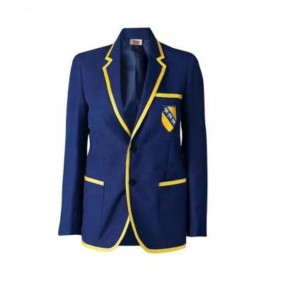 China Anti-Shrink Customize Boys Girls Outfits Blazers Dark Blue Blazer Jacket Uniforms Badged By Balance School Uniform for sale