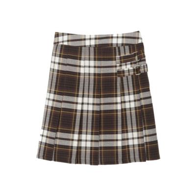 China Girls Anti-Shrinkage High Waisted Pleated Skirt Plain Plaid Mini Skirt Skater Tennis School One Line Uniform Skirts for sale