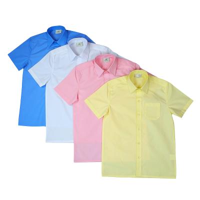 China Wholesale Custom Boys School Uniform Polyester Cotton School Uniforms OEM Short Sleeve Blouse Anti-Shrink Shirts for sale