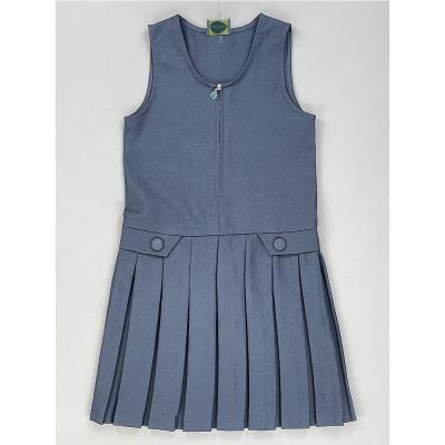 China Anti Shrink School Girls Design Navy School Uniform Kids Dress Pleated Zipper Front Pinafore for sale