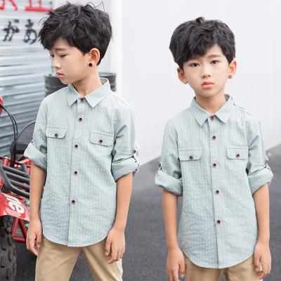 China Children's Autumn Shirt Gentleman Boys 100% Cotton Anti-Shrink Clothes Kids Baby Collar Long Sleeve Shirt for sale