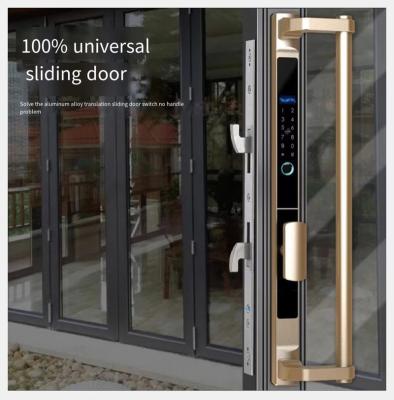 China Lobby door Outdoor sliding door Broken bridge aluminum alloy door fingerprint code lock Waterproof glass large handle stainless steel smart lock for sale