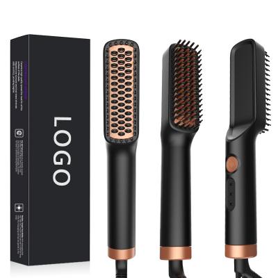 China Popular Private Label Hair Tools 2 in 1 Straight Hair Straightener Brush LCD Display Hair Comb for sale