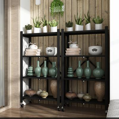 China Multi-Layer Folding Living Room Metal Display Rack Storage Rack Home Shelf for sale