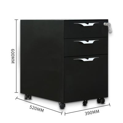 China Laibao New Design Durable Metal 3 Drawer Pedestal Filing Cabinet Steel Black Mobile Storage Cabinet With Wheels for sale