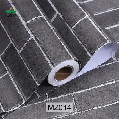 China 0.18mm-0.31mm Thickness 3D Brick Stone Wallpaper 3D Brick Wallpaper Grey for sale