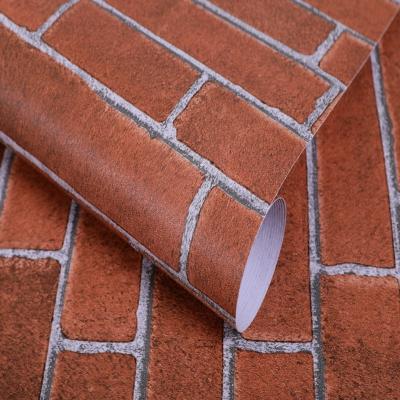 China Soundproof 3D Brick Stone Wallpaper 61cm*5m Household Red Brick Wallpaper 3D for sale