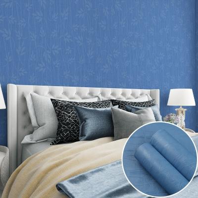 China Interior Blue Embossed Wallpaper Self Adhesive Wallpaper Waterproof Decoration for sale