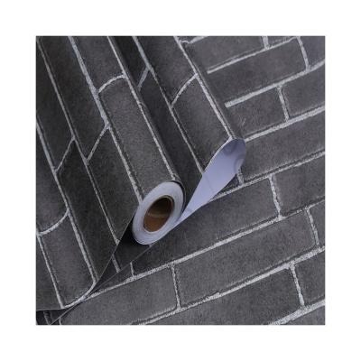 China OEM 3D Gray Brick Wallpaper 4ft 2ft Width 3D Brick Wallpaper Self Adhesive for sale