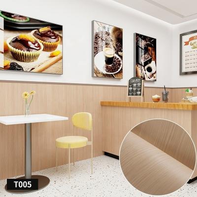 China Brown PVC Wood Grain Wall Sticker Waterproof Light Wood Grain Wallpaper for sale