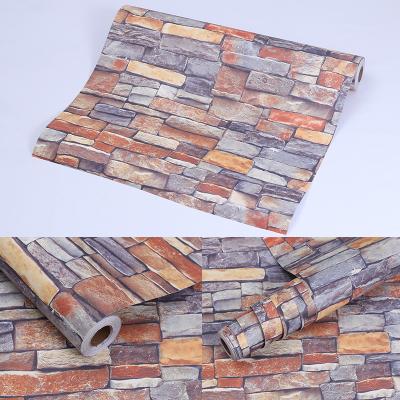 China Modern Style Stone Brick Design Wall Stickers Wallpaper 3D Brick Wall Paper for Home Deco for sale