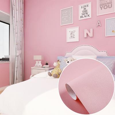 China Matt Plain Blush Pink Wallpaper Self Adhesive Vinyl Wall Covering For Bedroom for sale