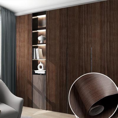 China Removable Dark Wood Grain Wallpaper Peel And Stick Self Adhesive wallpaper Wooden Wallpaper Sticker for sale