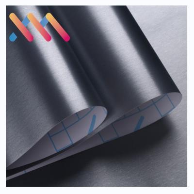 China 0.15mm Waterproof Black Metallic Wallpaper Oil Resistant Stainless Contact Paper for sale